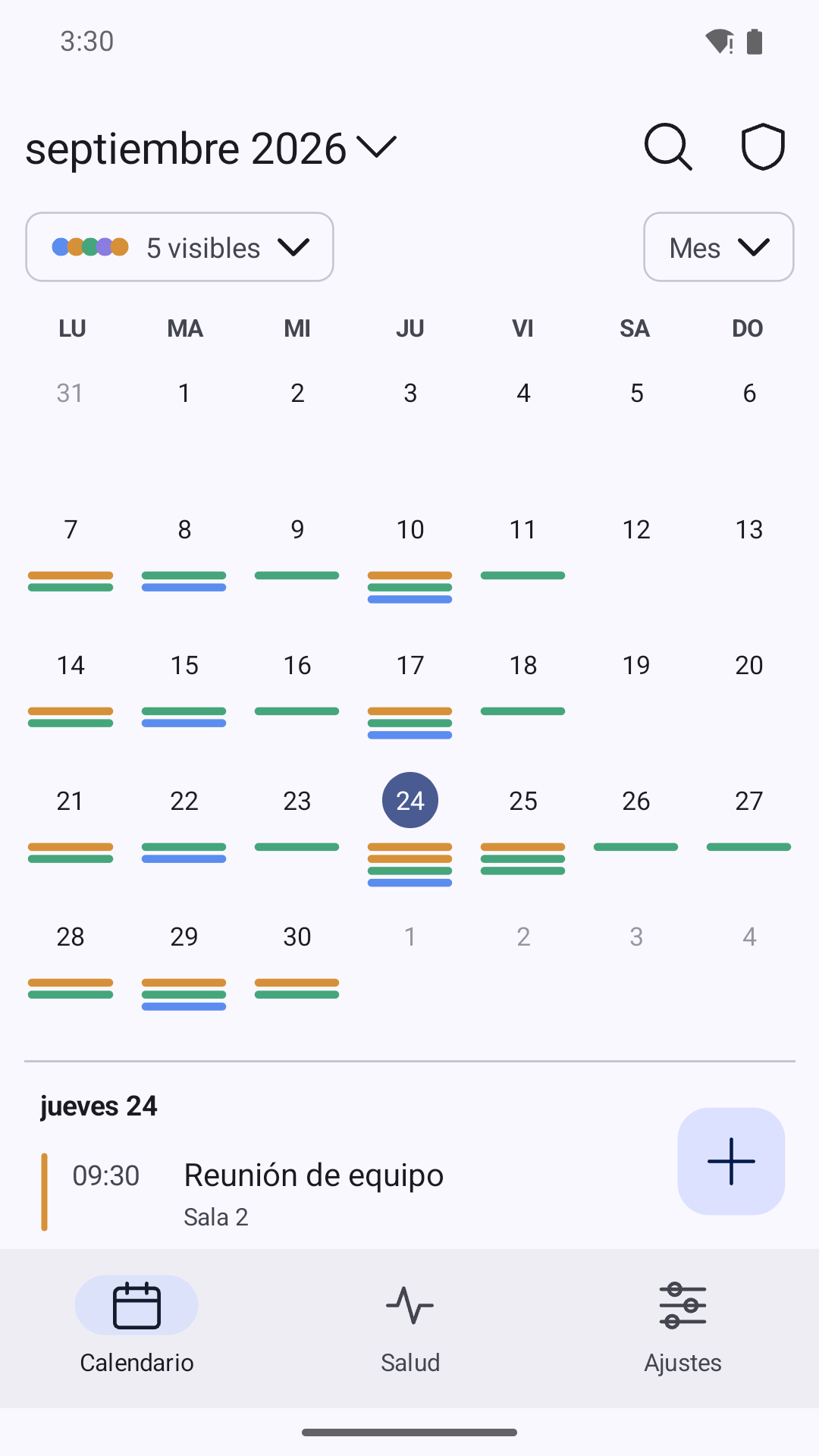 Mes, semana, día e axenda